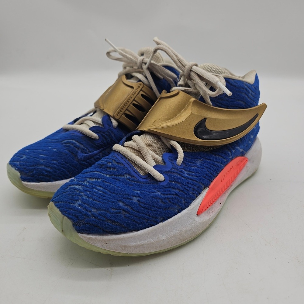 NIKE KD 14 TB PROMO BASKETBALL SHOES MENS SIZE 5.5 ROYAL BLUE gold DJ0977-991